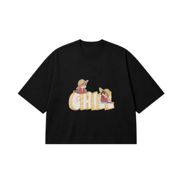 تیشرت باکسی انیمه وان پیس طرح لوفی و طوطی (Luffy) کد 14342