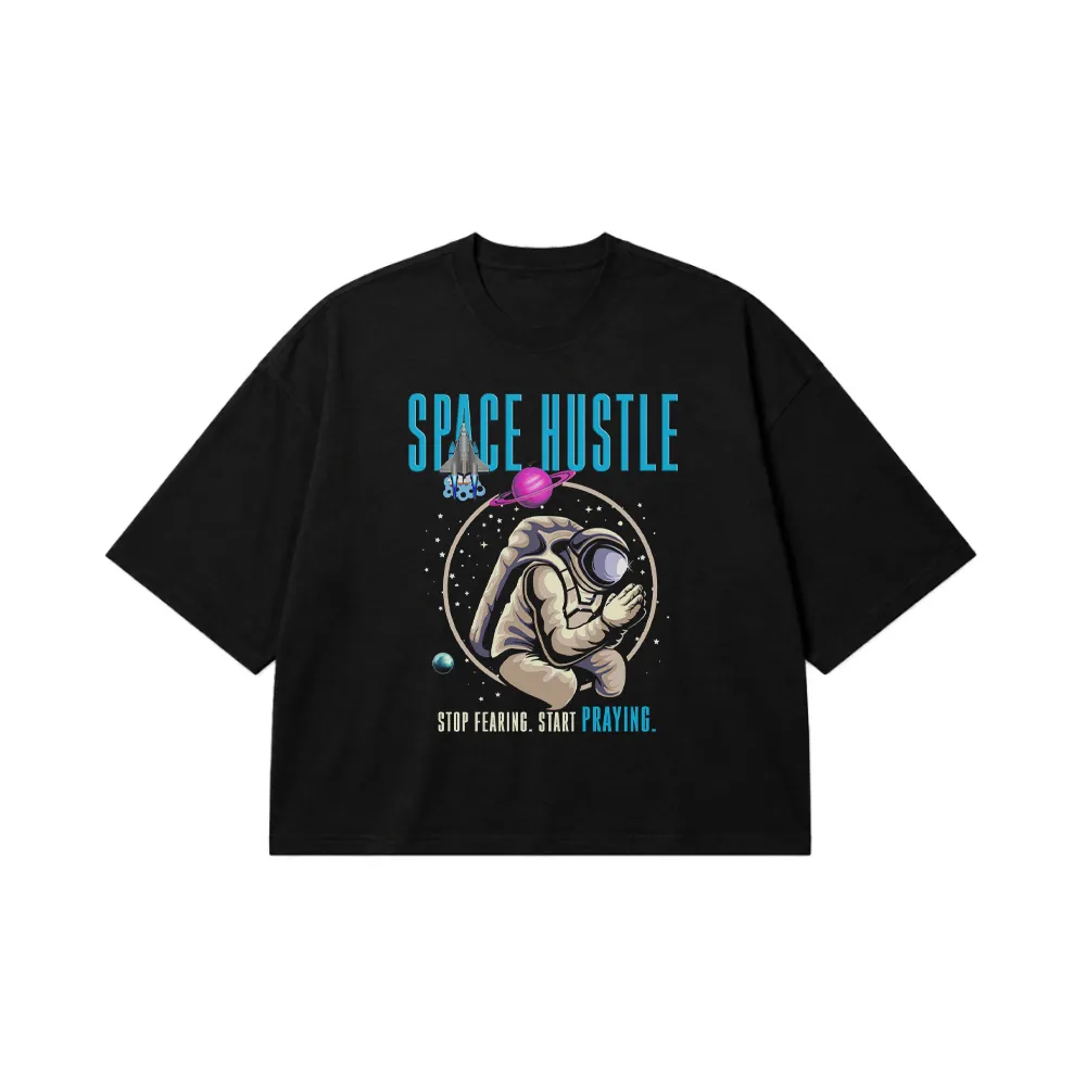 تیشرت باکسی فضانورد طرح Space Hustle کد 1448