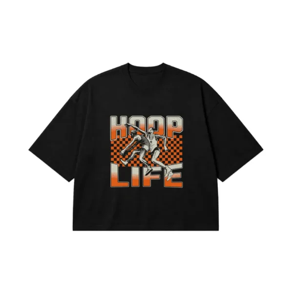 تیشرت باکسی بسکتبال طرح دوندگان نوشته Hoop Life کد 14502