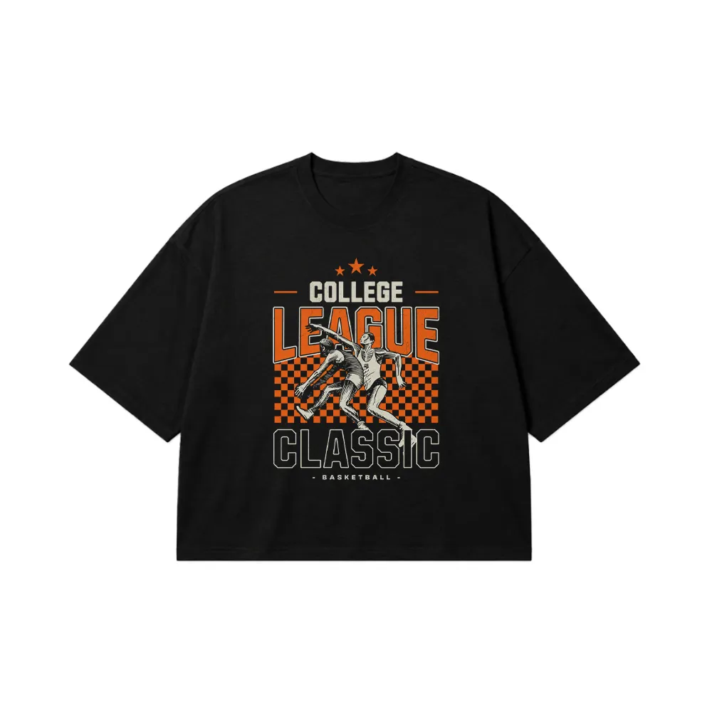 تیشرت باکسی بسکتبال طرح College League Classic کد 14503