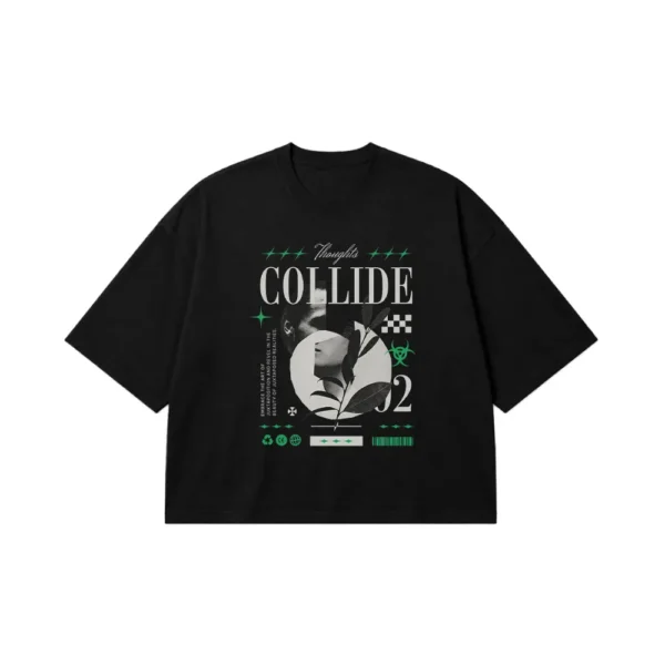 تیشرت باکسی طرح انتزاعی نوشته Collide کد 14504
