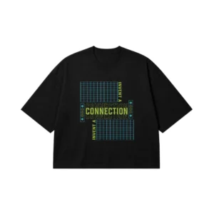 تیشرت باکسی طرح گرید نئونی Connection کد 14536