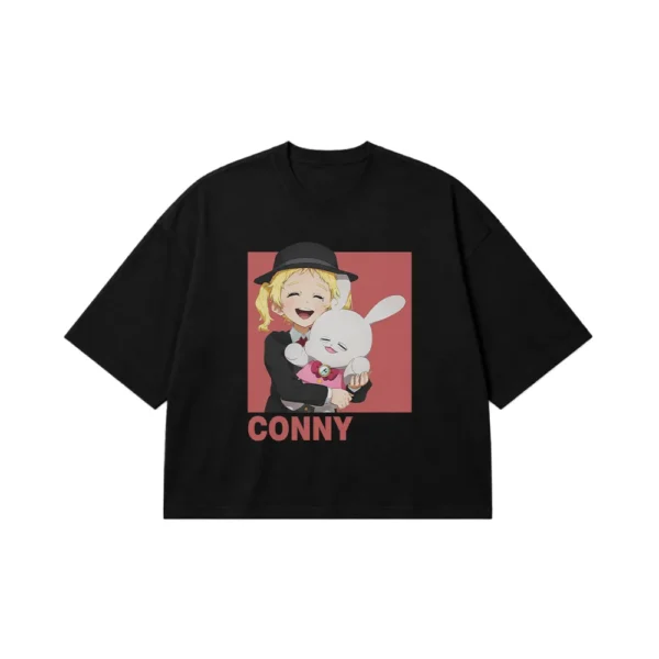 تیشرت باکسی انیمه طرح کانی زمینه صورتی (Conny) کد 14540
