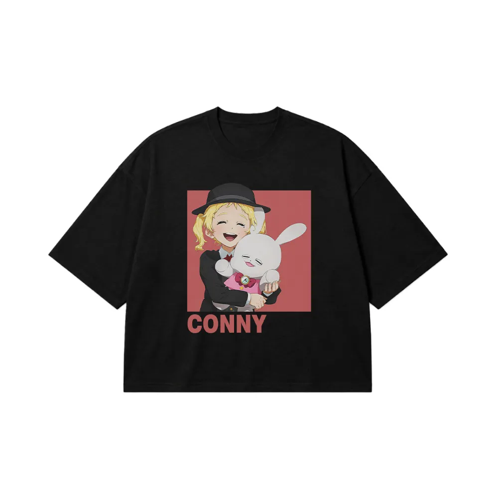 تیشرت باکسی انیمه طرح کانی زمینه صورتی (Conny) کد 14540