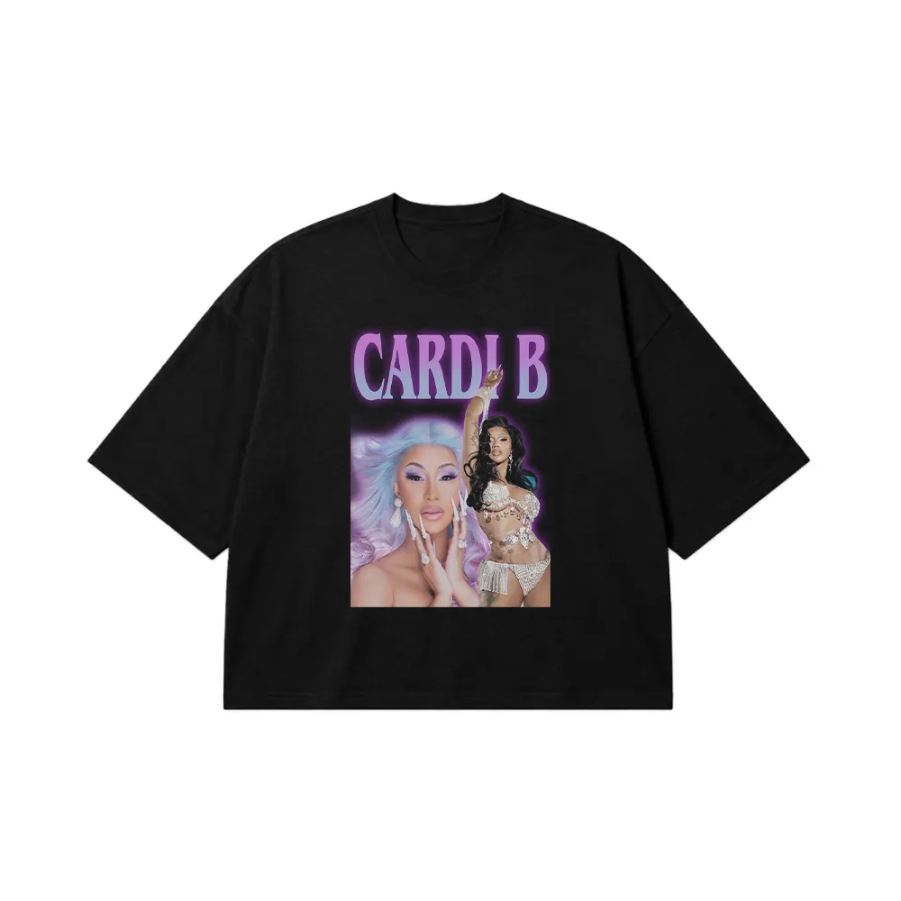 تیشرت باکسی کاردی بی طرح دو عکس (Cardi B) کد 14579