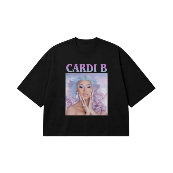 تیشرت باکسی کاردی بی طرح پرتره (Cardi B) کد 14581