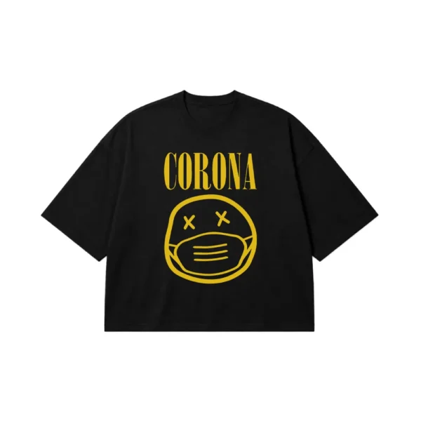 تیشرت باکسی طرح ماسک کرونا لبخند (Corona) کد 14591