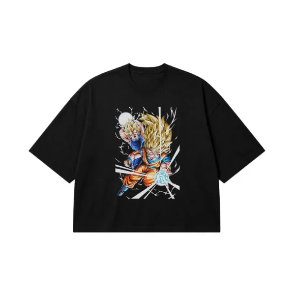 تیشرت باکسی دراگون بال طرح گوکو و وگتا سوپر سایان (Dragon Ball Z) کد 14598