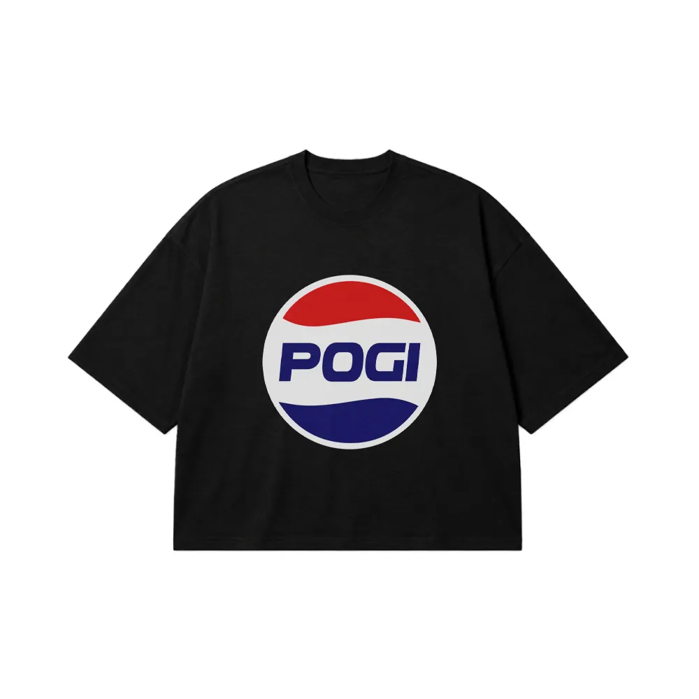تیشرت باکسی طرح لوگوی پارودی نوشته Pogi کد 14713