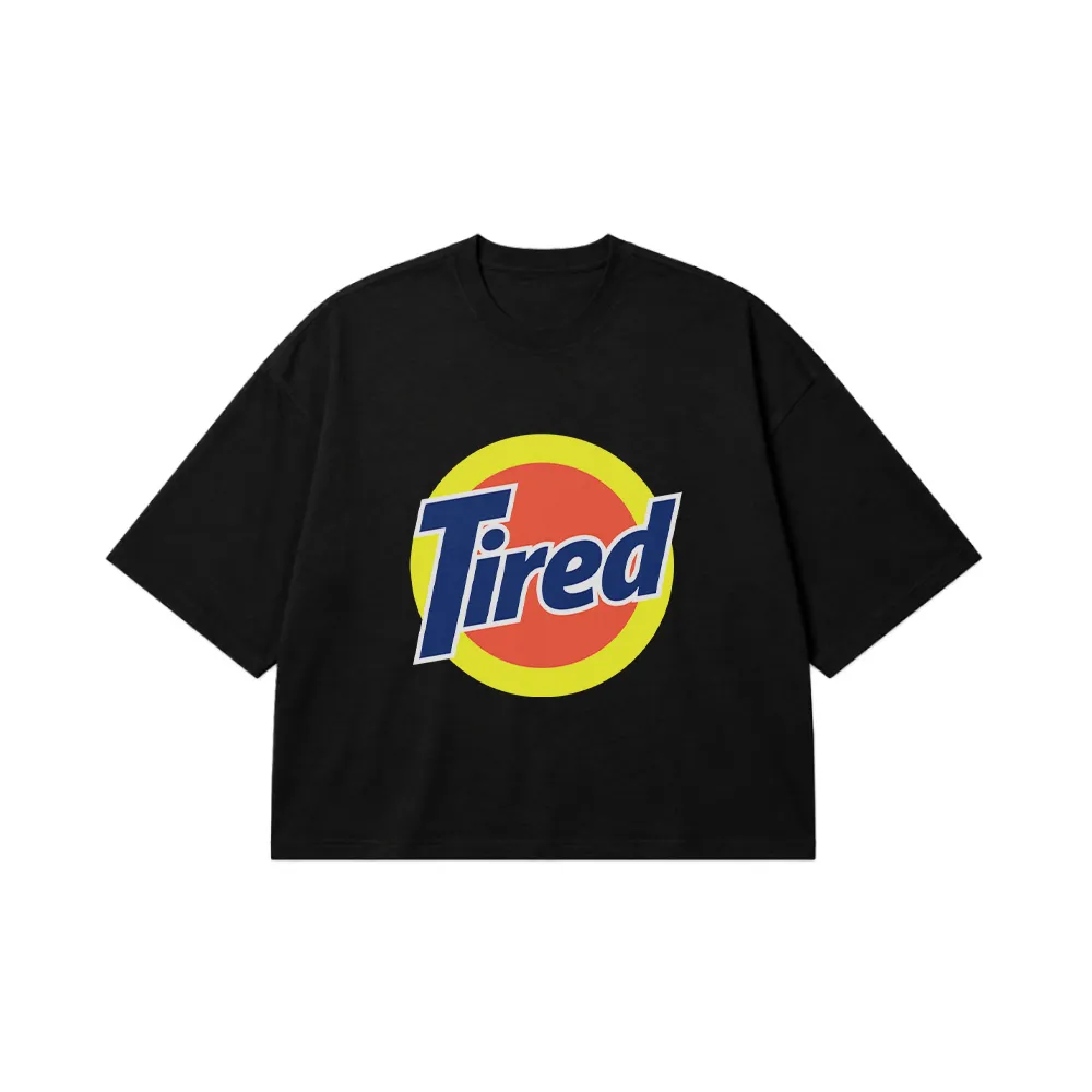 تیشرت باکسی لوگوی پارودی طرح Tired کد 14746