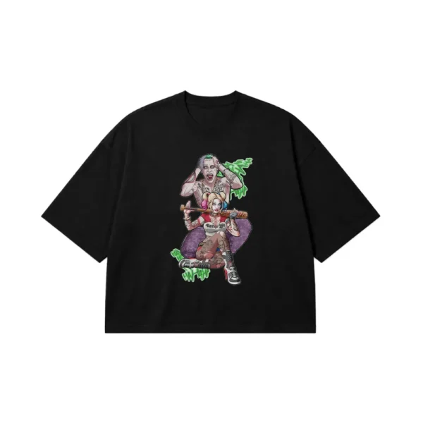 تیشرت باکسی دی‌سی طرح هارلی کویین و جوکر (Harley Quinn & Joker) کد 14766