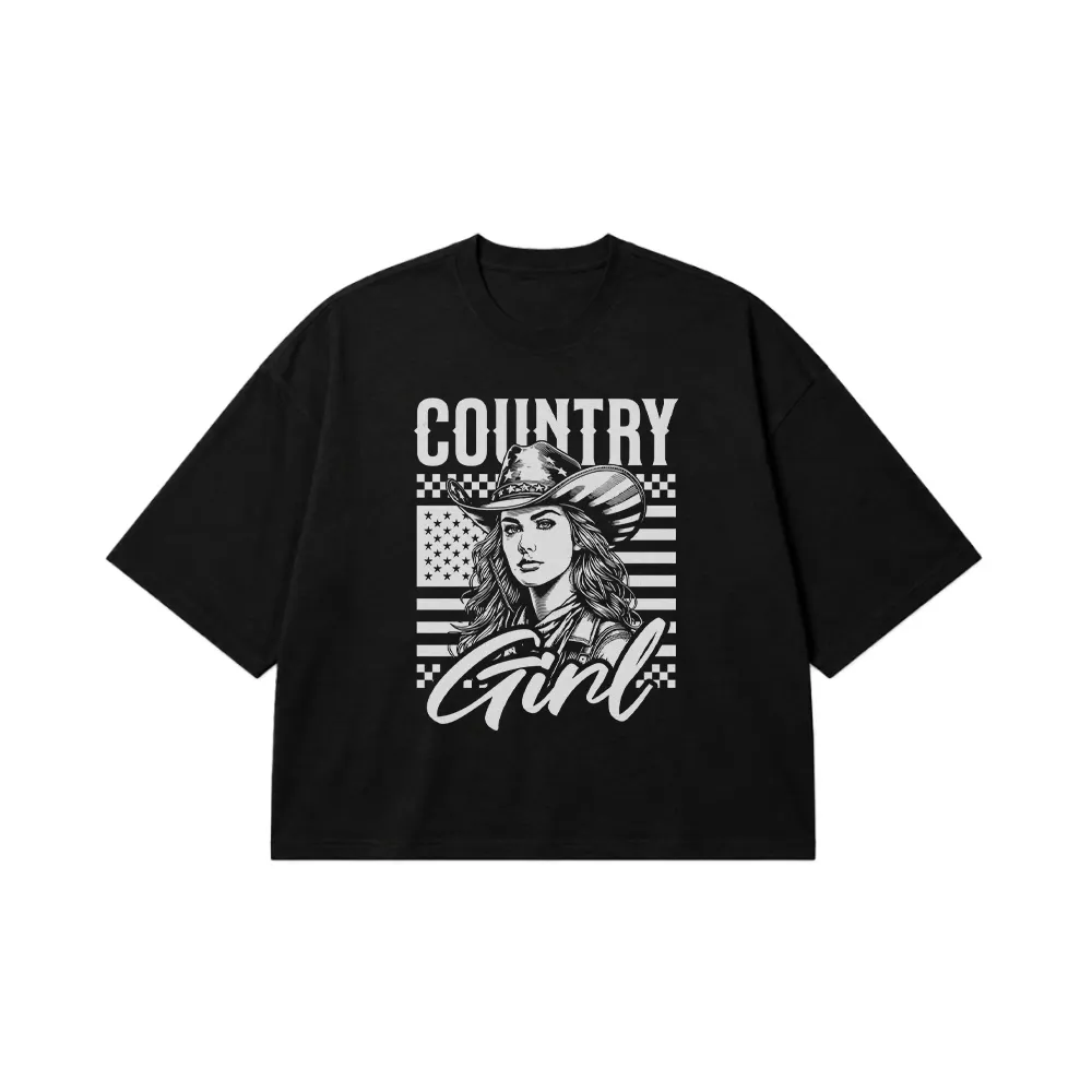 تیشرت باکسی وسترن طرح Country Girl کد 14785