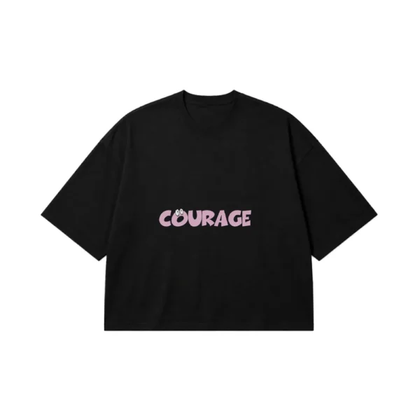 تیشرت باکسی کارتون کوریج طرح نوشته Courage کد 14787