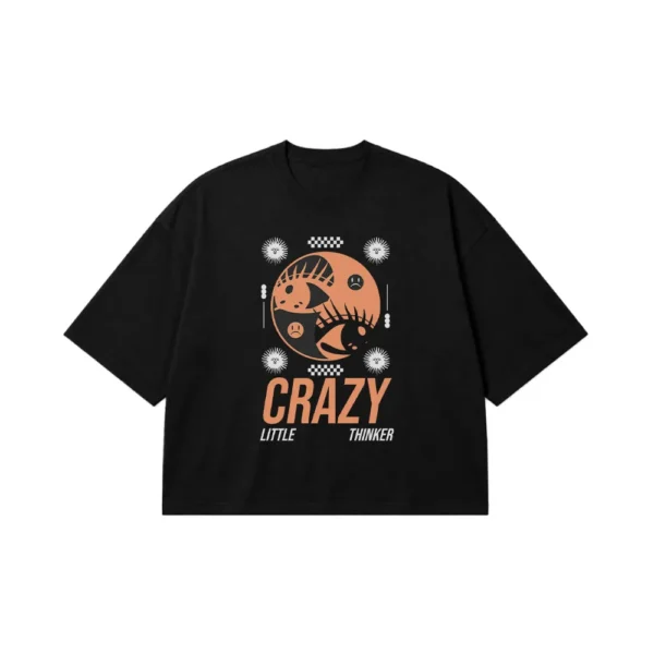 تیشرت باکسی طرح چشم یین‌یانگ نوشته Crazy کد 14806