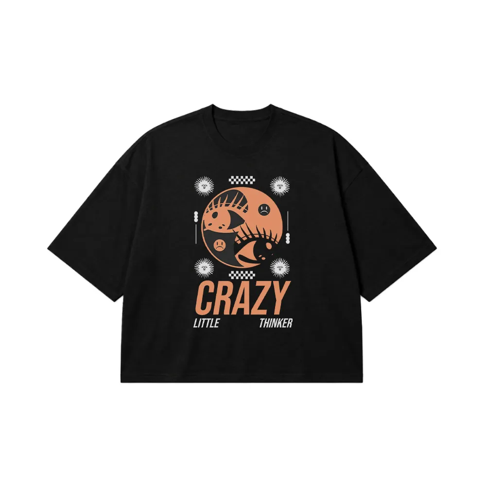 تیشرت باکسی طرح چشم یین‌یانگ نوشته Crazy کد 14806