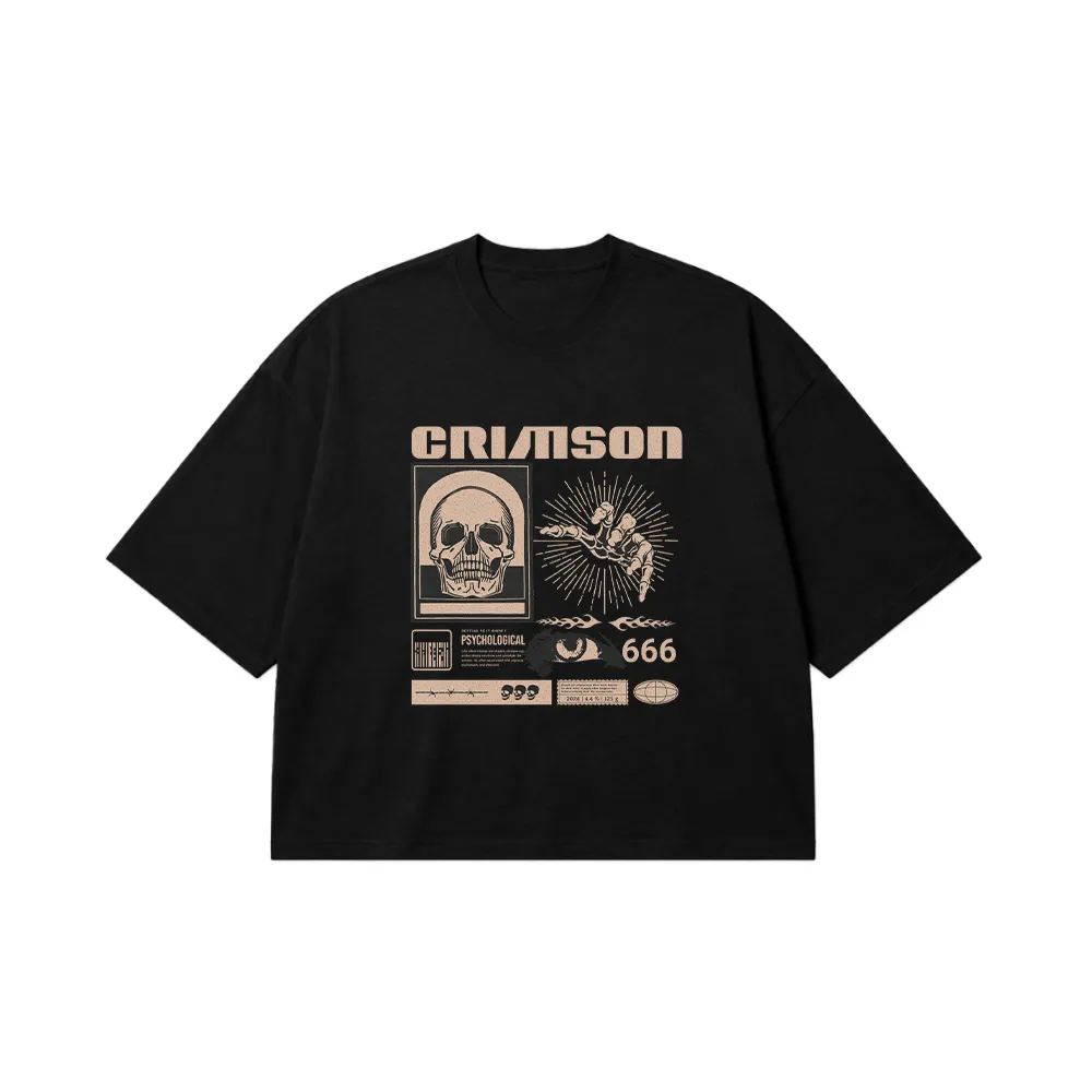 تیشرت باکسی جمجمه طرح Crimson Psychological کد 14823