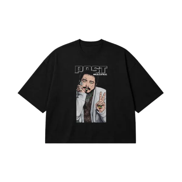 تیشرت باکسی پست مالون طرح پرتره (Post Malone) کد 1492