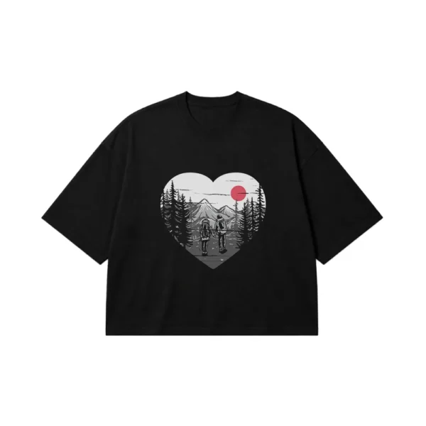 تیشرت باکسی طرح کوهنوردی قلب (Hiking Heart) کد 14967