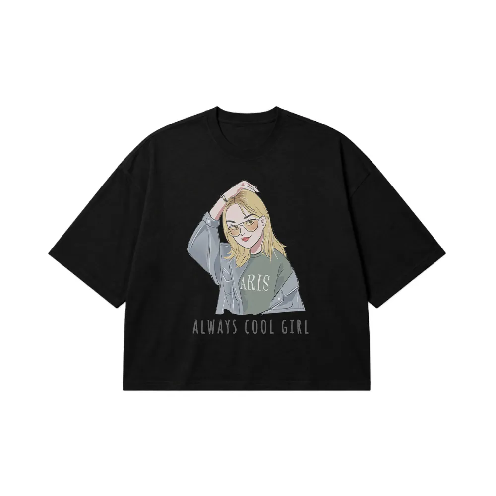 تیشرت باکسی دخترانه طرح Always Cool Girl کد 14986