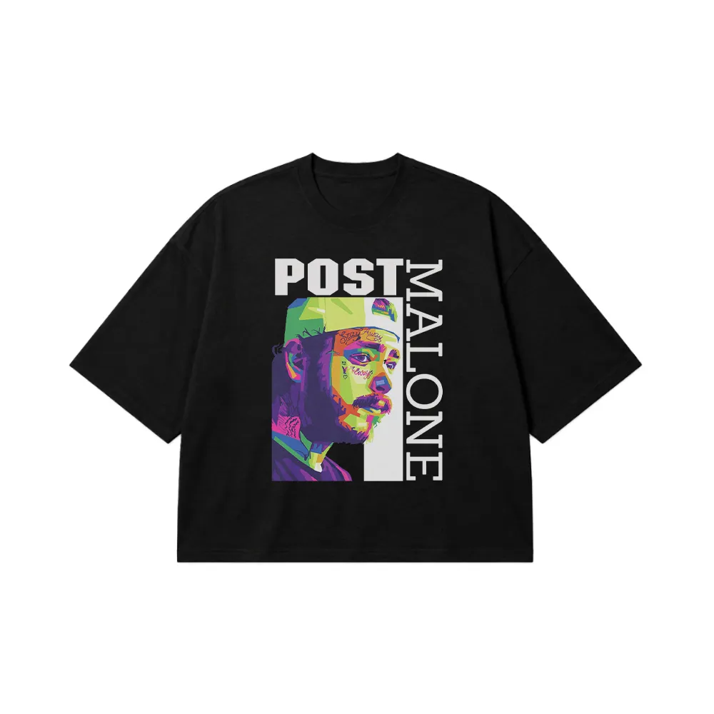 تیشرت باکسی پست مالون طرح پاپ‌آرت (Post Malone) کد 1504