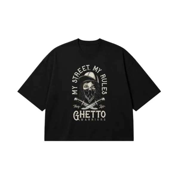 تیشرت باکسی دختر طرح خیابانی Ghetto Warriors کد 15290