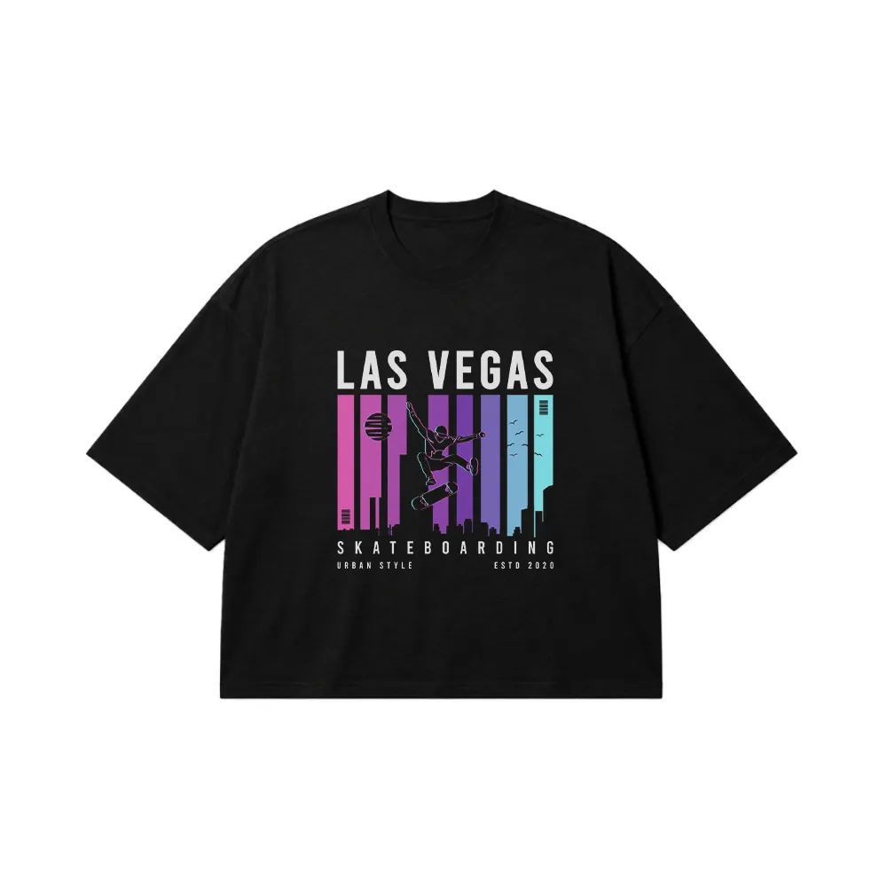 تیشرت باکسی اسکیت‌بورد طرح Las Vegas کد 15401