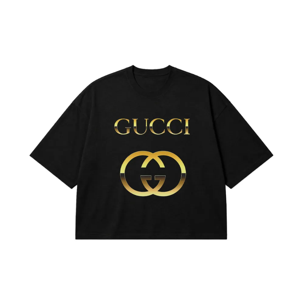 تیشرت باکسی گوچی طرح لوگوی طلایی (Gucci) کد 1542