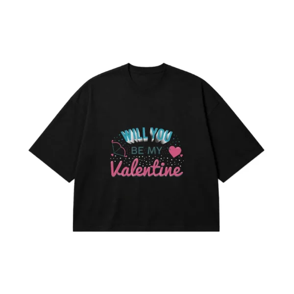 تیشرت باکسی ولنتاین طرح Be My Valentine کد 15494