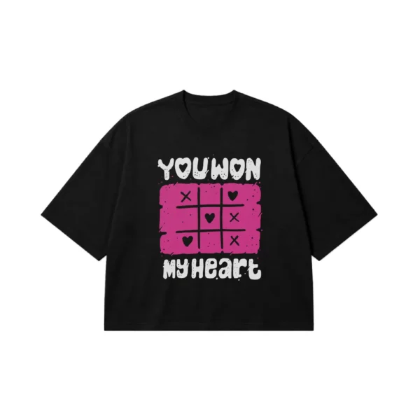 تیشرت باکسی عاشقانه طرح You Won My Heart کد 15508