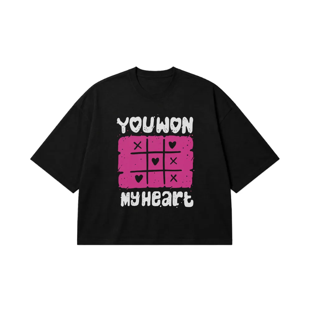 تیشرت باکسی عاشقانه طرح You Won My Heart کد 15508