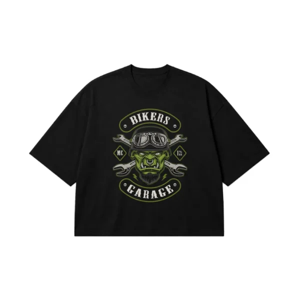 تیشرت باکسی طرح گاراژ موتورسواران Bikers Garage کد 15564