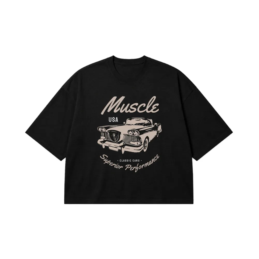 تیشرت باکسی ماشین کلاسیک طرح Muscle Car کد 15585
