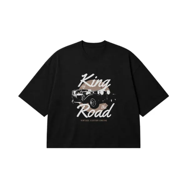 تیشرت باکسی ماشین کلاسیک طرح King of the Road کد 15592