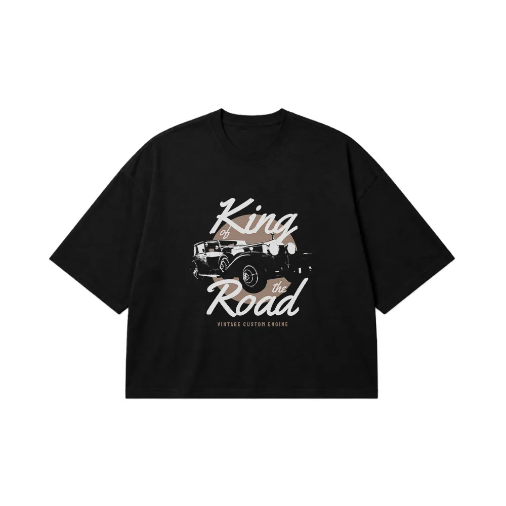 تیشرت باکسی ماشین کلاسیک طرح King of the Road کد 15592
