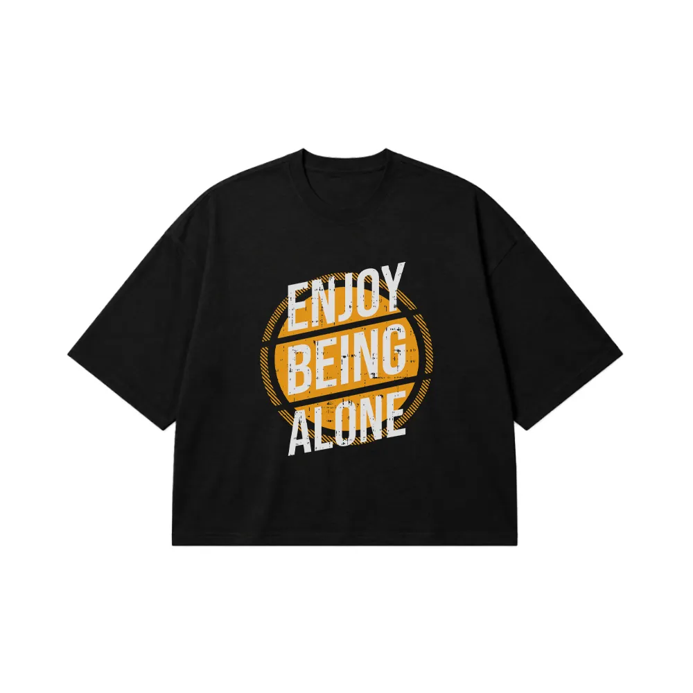 تیشرت باکسی تایپوگرافی طرح Enjoy Being Alone کد 15594