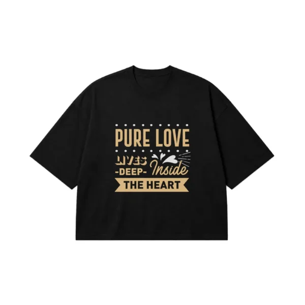 تیشرت باکسی عاشقانه طرح Pure Love کد 15624