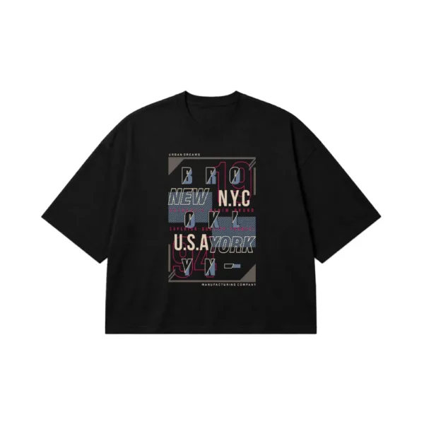تیشرت باکسی نیویورک طرح NYC Brooklyn USA کد 15645