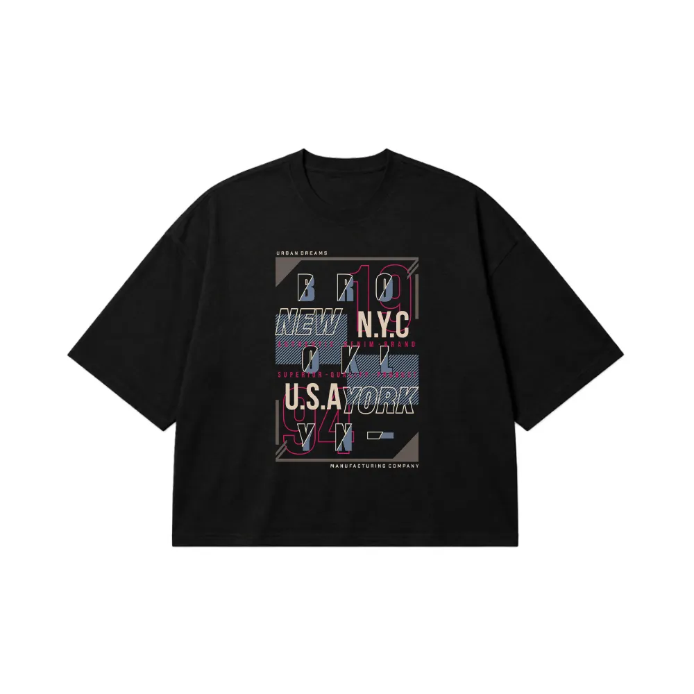 تیشرت باکسی نیویورک طرح NYC Brooklyn USA کد 15645