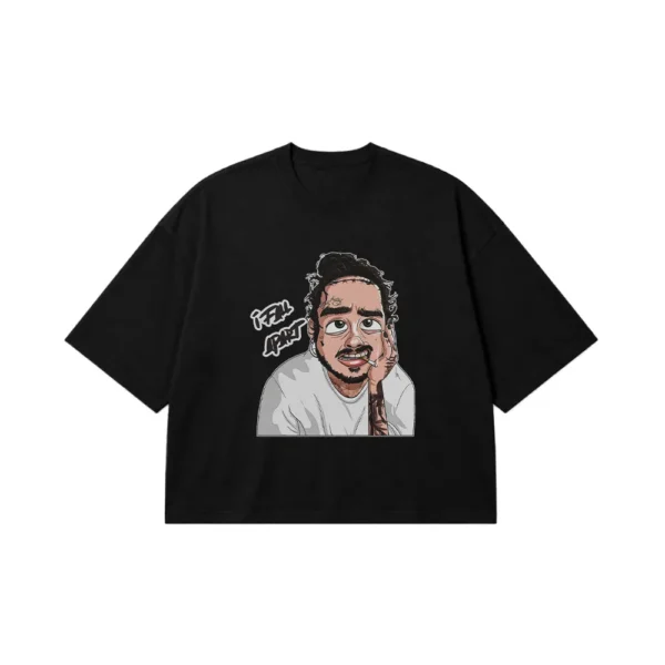 تیشرت باکسی پست مالون طرح کارتونی Feel Hurt (Post Malone) کد 1569