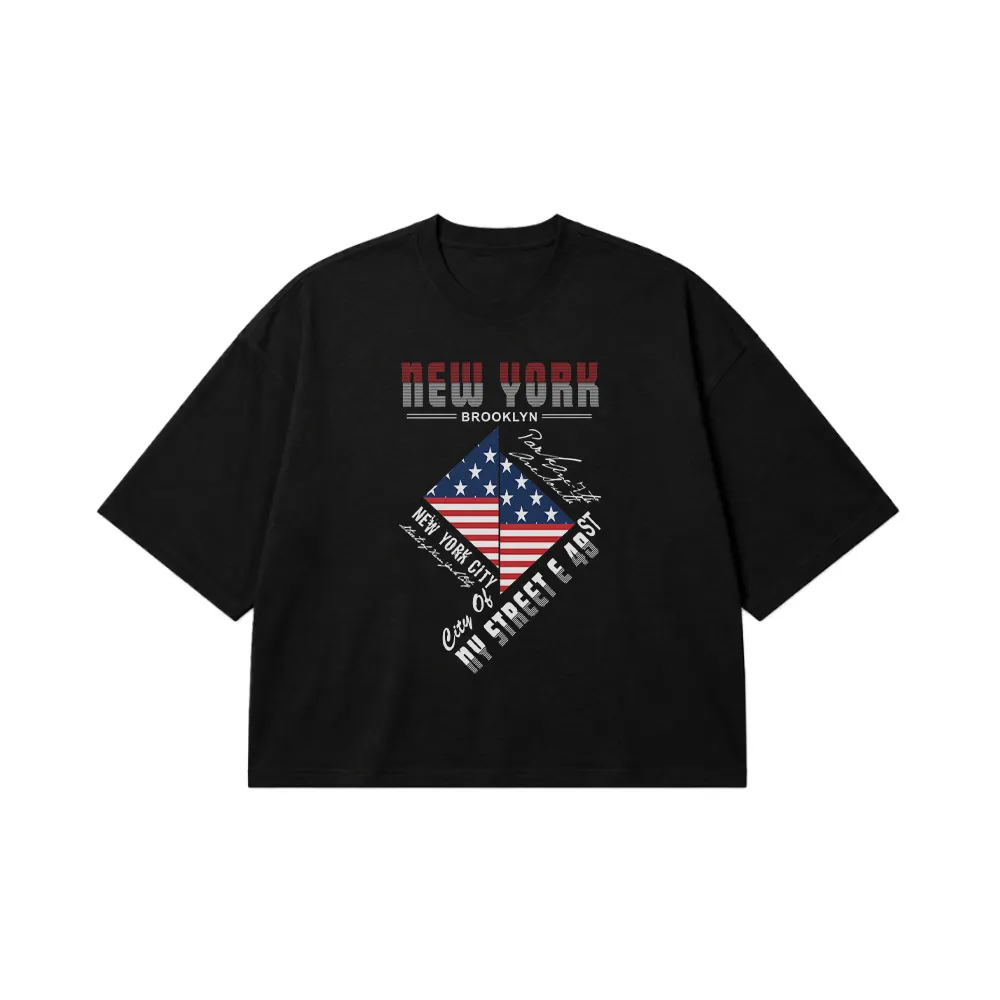 تیشرت باکسی طرح پرچم New York Brooklyn کد 15707