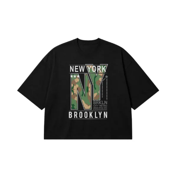 تیشرت باکسی طرح New York Brooklyn کاموفلاژ کد 15716