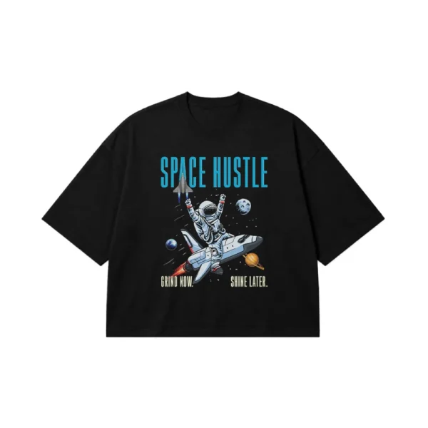 تیشرت باکسی فضانورد سوار شاتل و نوشته Space Hustle کد 1572