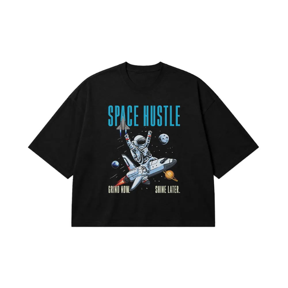 تیشرت باکسی فضانورد سوار شاتل و نوشته Space Hustle کد 1572