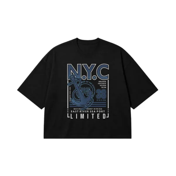تیشرت باکسی طرح N.Y.C Limited لنگر کد 15720