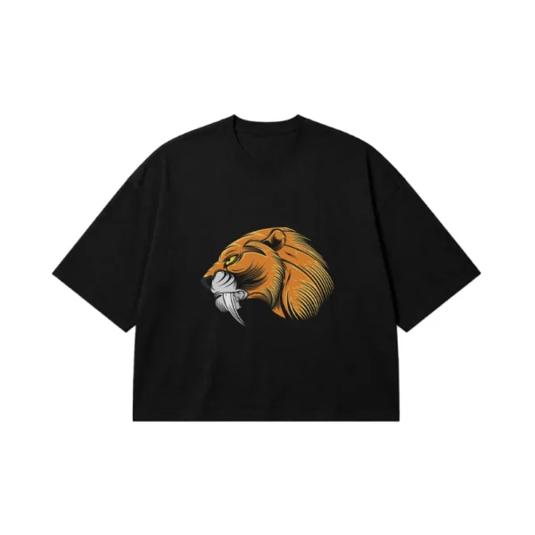 تیشرت باکسی پلنگ طرح دندان شمشیری (Saber-Tooth) کد 15779