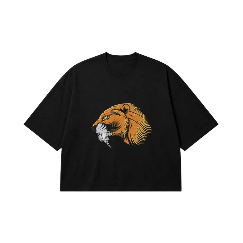 تیشرت باکسی پلنگ طرح دندان شمشیری (Saber-Tooth) کد 15779