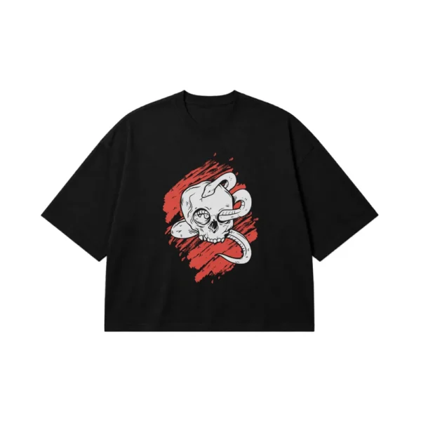 تیشرت باکسی جمجمه طرح ترسناک (Horror Skull) کد 15930