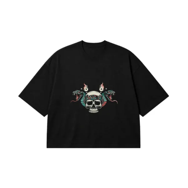 تیشرت باکسی جمجمه و مار سبک دارک (Skull & Snake) کد 16