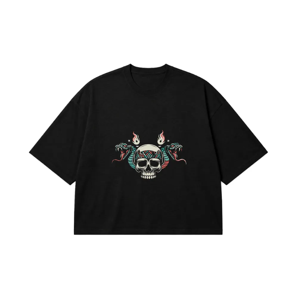 تیشرت باکسی جمجمه و مار سبک دارک (Skull & Snake) کد 16
