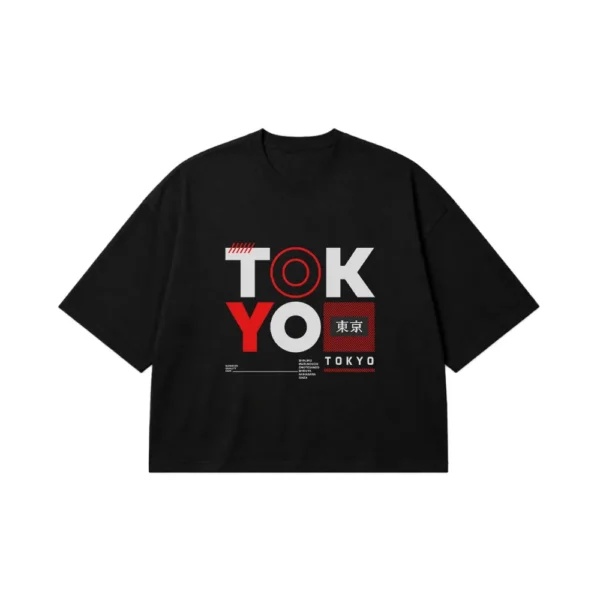 تیشرت باکسی ژاپن طرح Tokyo تایپوگرافی کد 16030